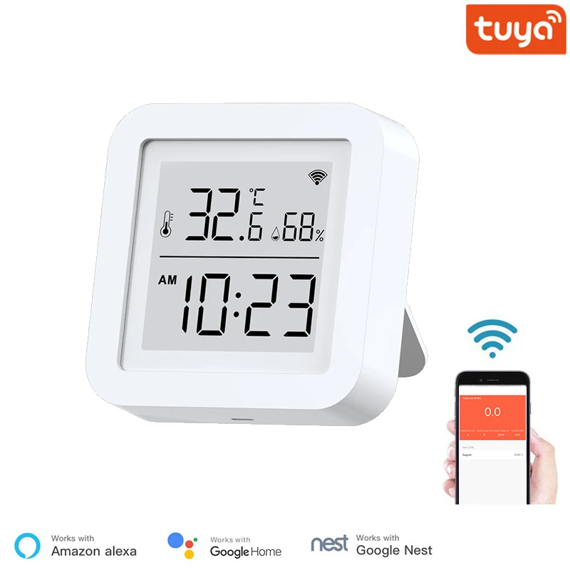 

Датчик температуры и влажности Tuya Wi-Fi для умного дома, комнатный гигрометр, термометр с поддержкой Alexa Google Home Smart Life