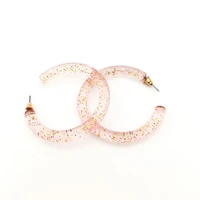 pink cc acrylic earrings big hook acetate earrings special design semicircle resin drop earring