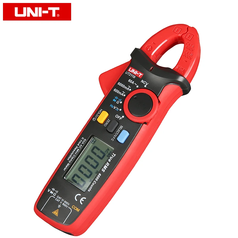 Миниатюрные клещи UNI T UT211B AC / DC 60A Амперметр True RMS V.F.C./NCV/ Тест сопротивления емкости