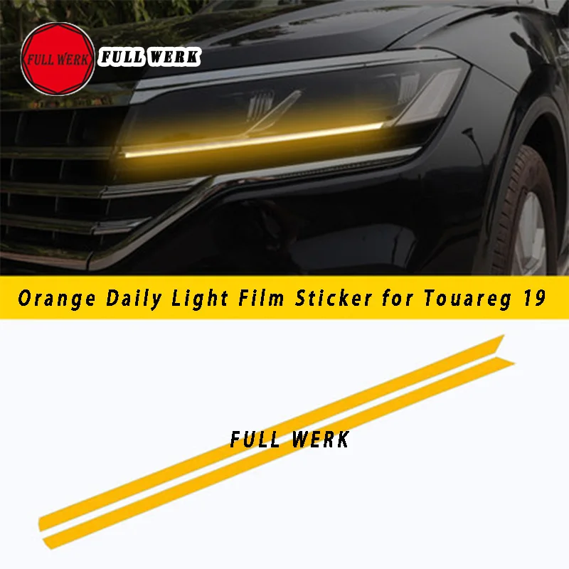 Orange 1 пара ТПУ Автомобильная Повседневная световая пленка для фары клейкая пленка для изменения цвета крышка полосы для Touareg 19 фара украшение пленка аксессуары - Цвет: Orange