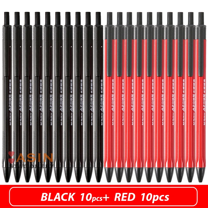 10black and 10red M&G, 40 шт., 0,7 мм, черная шариковая масляная ручка, пластиковая гелевая нейтральная многофункциональная шариковая ручка для школы, канцелярские принадлежности - Цвет: 10black and 10red