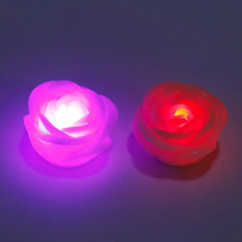 

New Romantic Changing LED Floating Rose Flower Simulation Night Candle Decoration Wedding Light Electronic N9V3