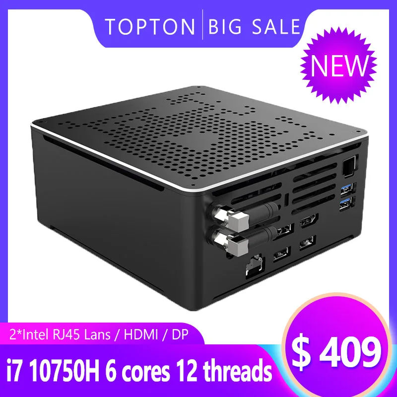 Мощный игровой ПК Intel Core i7 10750H 6 ядер 12 потоков 5 0 Гц UHD Graphics 630 NUC HDMI DP 2 * LANS Wi Fi