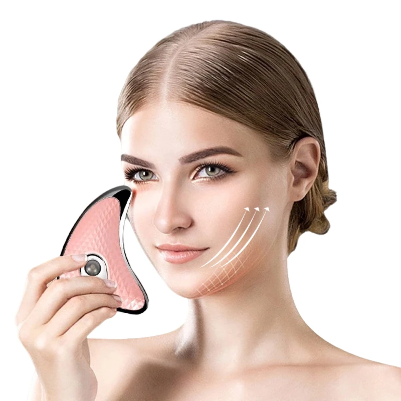 Электрическое Отопление уход за кожей лица гуаша массажер для шеи микротоков