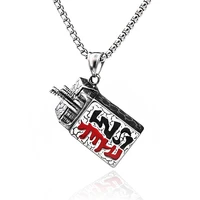 316l stainless steel unique design between good and evil chinese words pendant necklace punk high quality jewelry