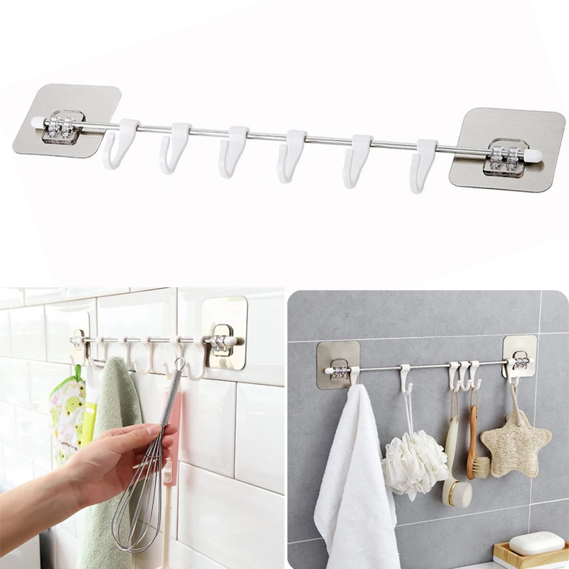 6 крючков регулируемая стойка для хранения настенная вешалка крючок кладовки