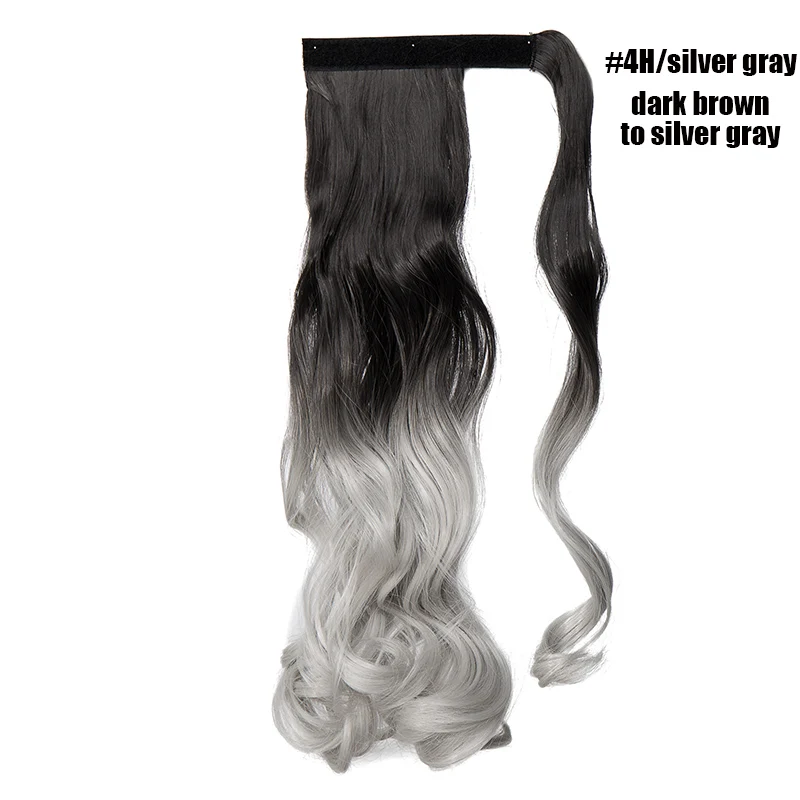 4H-Silver Gray S-noilite 1" поддельные волосы конский хвост длинные волнистые обертывания вокруг шиньонов Клип в конский хвост синтетический клип в наращивание волос для женщин - Цвет: 4H-Silver Gray