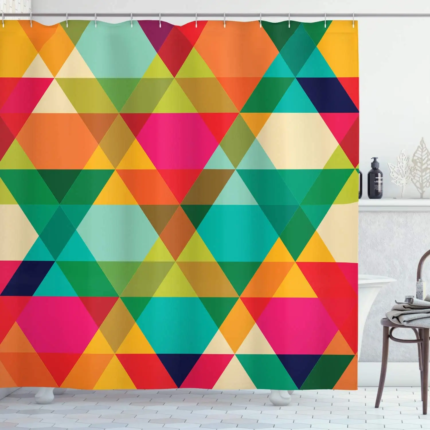 

Геометрические душ Шторы Водонепроницаемый Ванна Шторы желтый и зеленый цвета банные Экран печатных Шторы для Ванная комната подарок