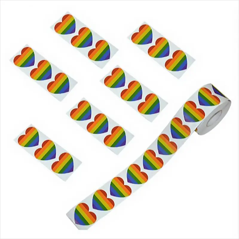 

500pcs Various Striped Love Gay Pride Rainbow Heart Ribbon Valentine's Day Sticker Supporting The LGBT Spreading Love Dropshipp