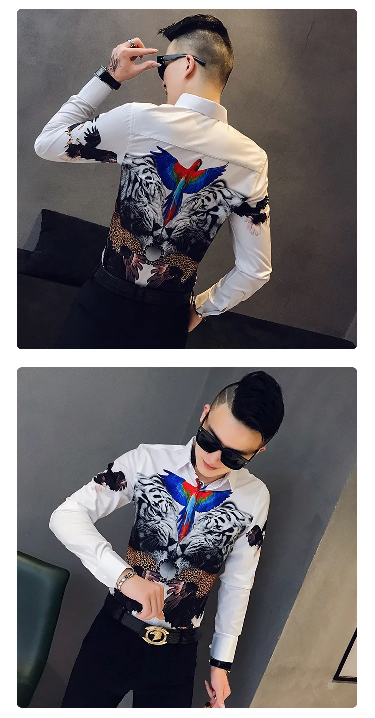 Дизайнерские мужские рубашки с 3D принтом, с длинным рукавом, Camisa Masculina, Повседневная приталенная Мужская рубашка для работы в ночном клубе, уличная рубашка