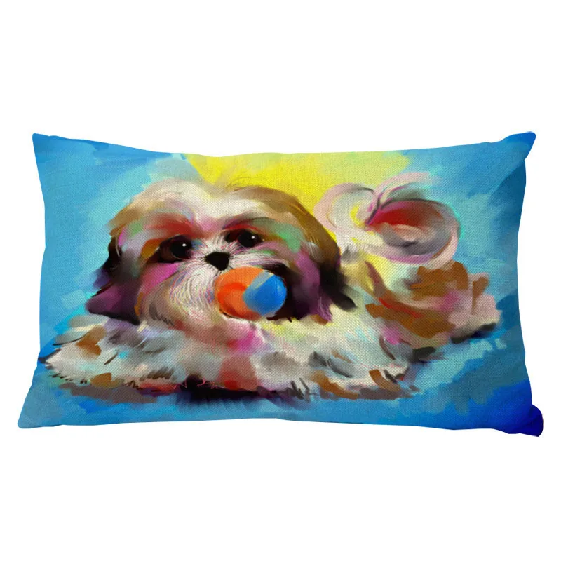 Чехол на подушку с изображением милой собаки масляной живописи Shih Tzu 17 дюймов