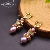 glseevo original design natural fresh water baroque pearl dangle earring for women party gifts trendy 925 silver jewelry ge0926a