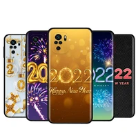 tpu christmas happy new year 2022 for xiaomi redmi note 4 4x 5a 5 6 7 8t 8 9t 9s 9 10 10s prime pro max black phone case