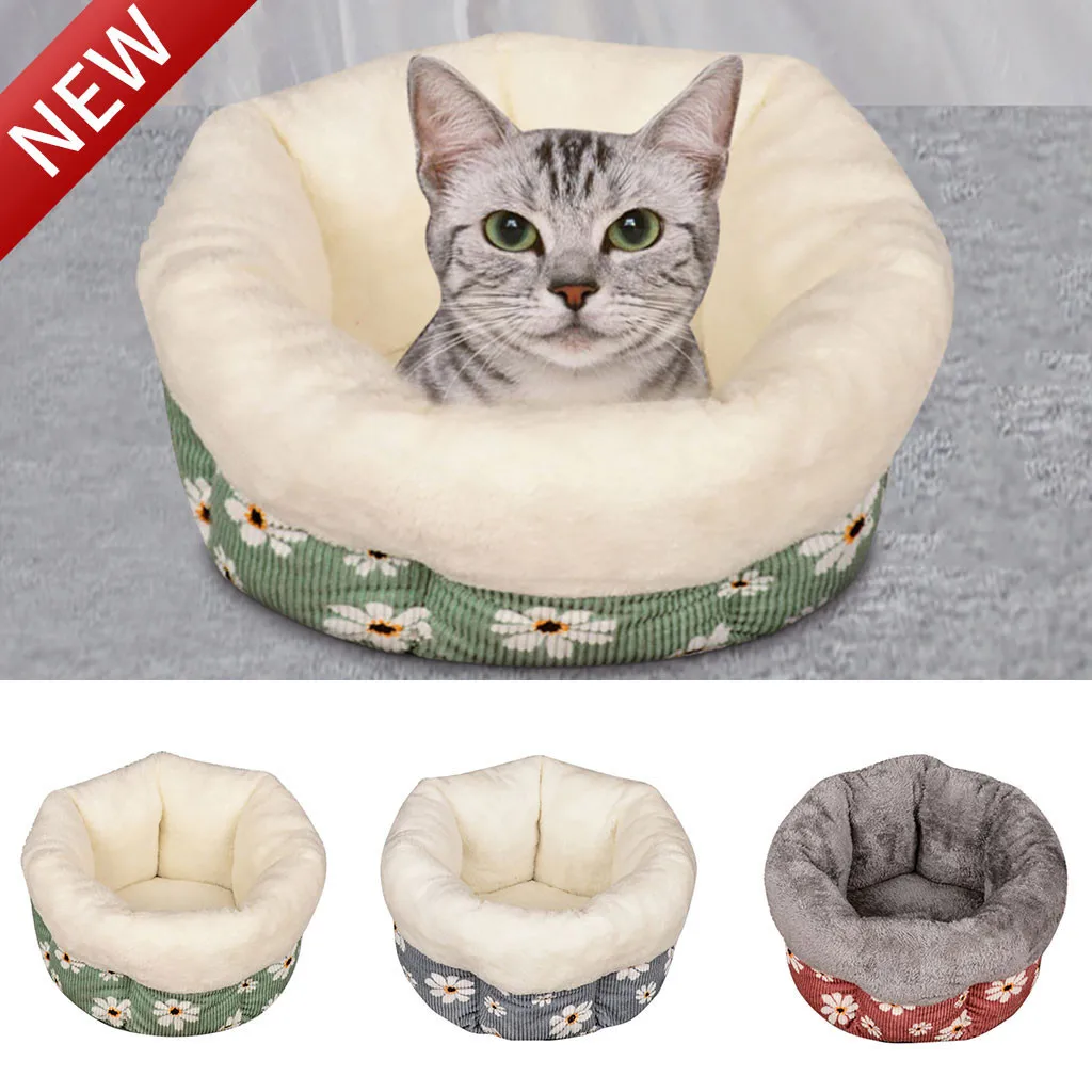 Новый моющиеся цветок плюшевые будка для собак Pet помет глубокого сна удобная