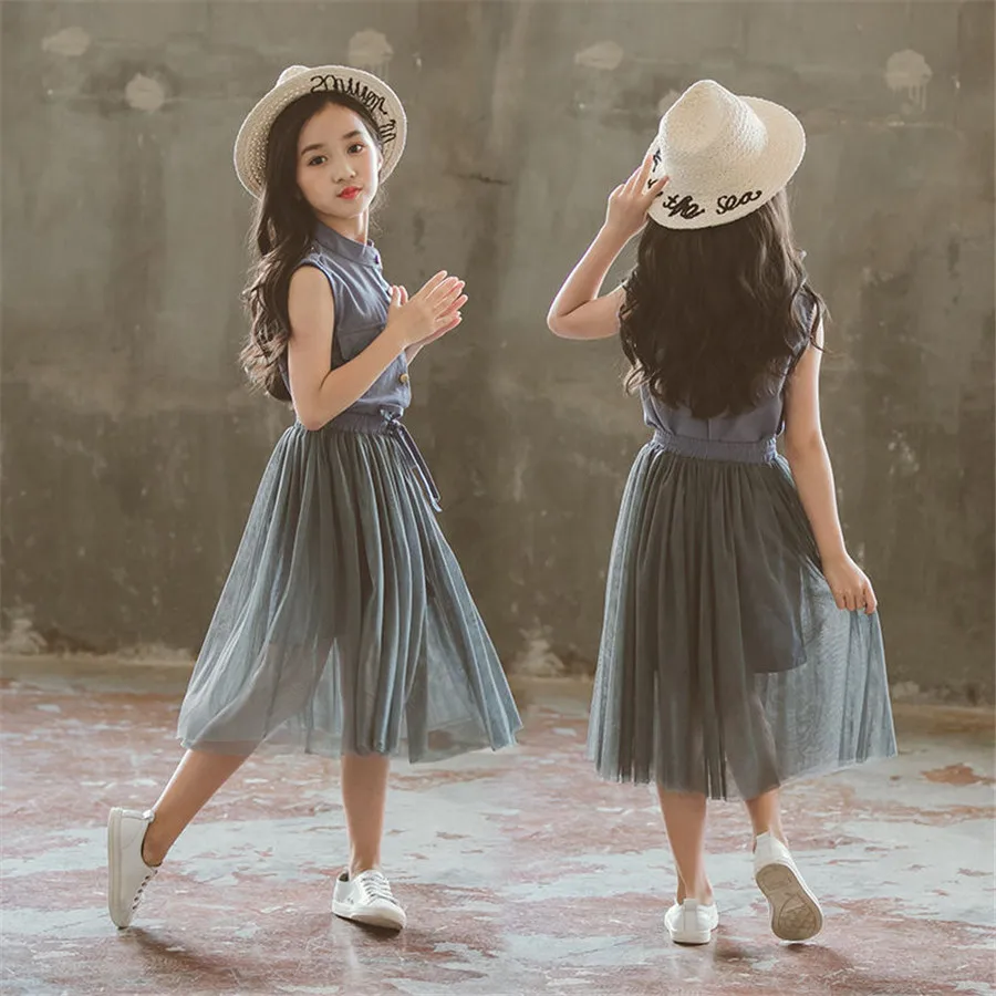 Комплекты детской летней одежды длинная футболка и юбка для девочек костюмы из 2