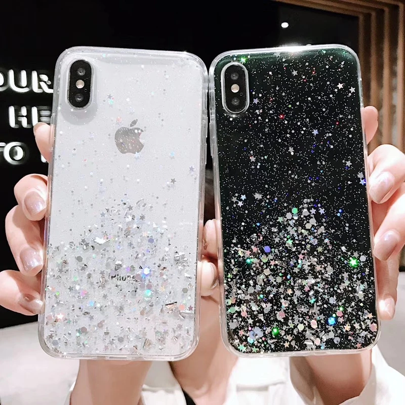 

Роскошный 3D милый блестящий прозрачный силиконовый чехол с блестками для телефона iphone X XR XS MAX 6 s 7 8 Plus Для samsng S8 S10 S9