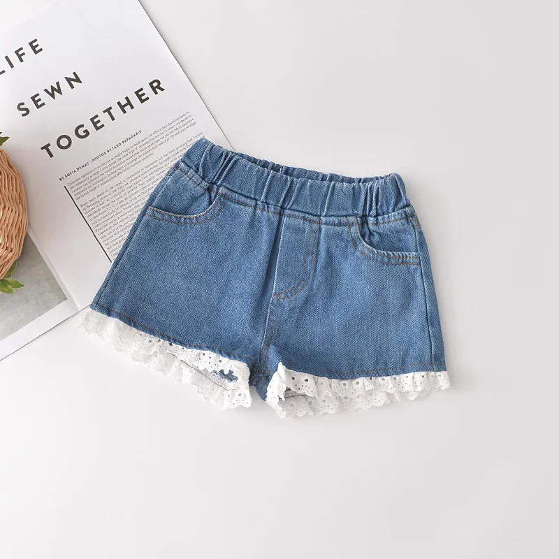

Girls Kids Shorts 2021 New Summer Fashion Baby Girl Denim Pants Toddler Summer Lace Leggings Children Clothes for 2 7 Years