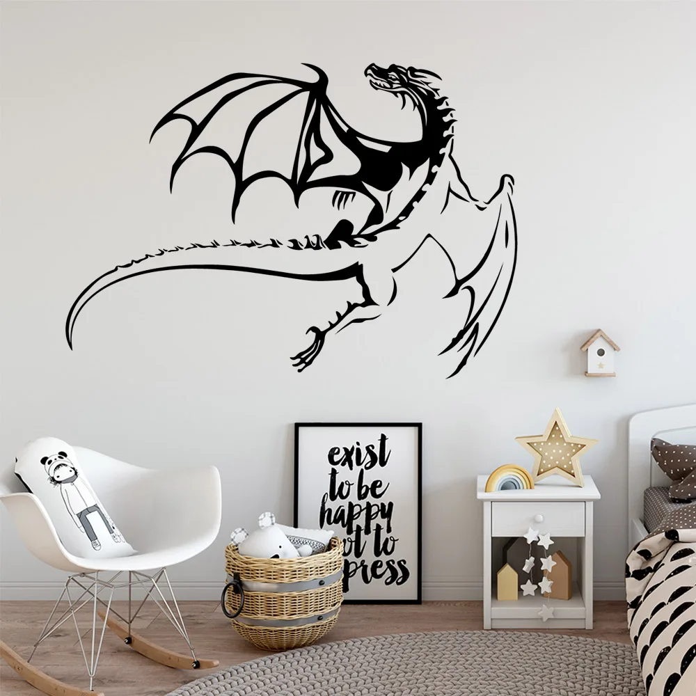 

XL flying dragon Family Wall Stickers Mural Art Home Decor Kids Room Nature Decor Removable Decals naklejki na sciane 3859