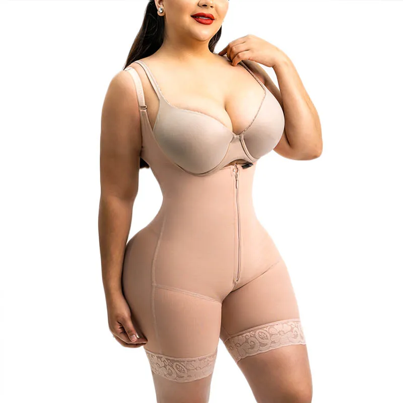 

Women'S Breast Lifting One-Piece Slim Fit Underwear Shapewear Zipper Bodysuits Postpartum Fitness Body Shaper