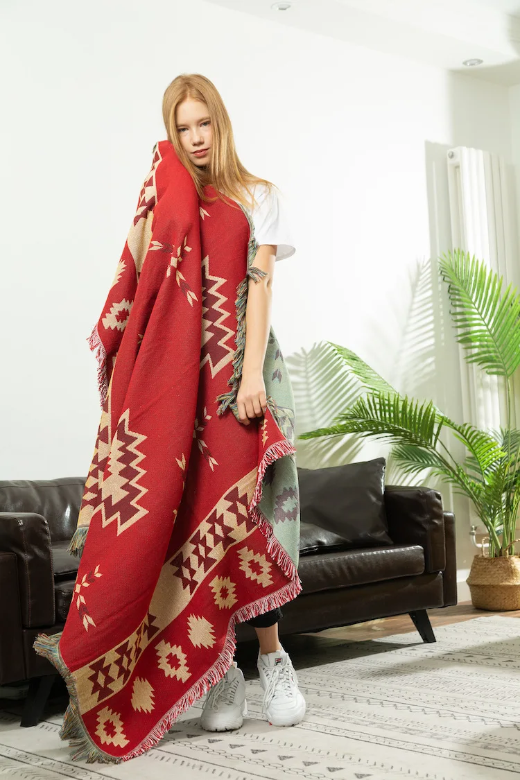 

Exotic Tapestry Red Geometric Wall Decor Bedroom Rug Throw Blanket Outdoor Mat Armrest Sofa Towel Chair Cover Wall Hanging