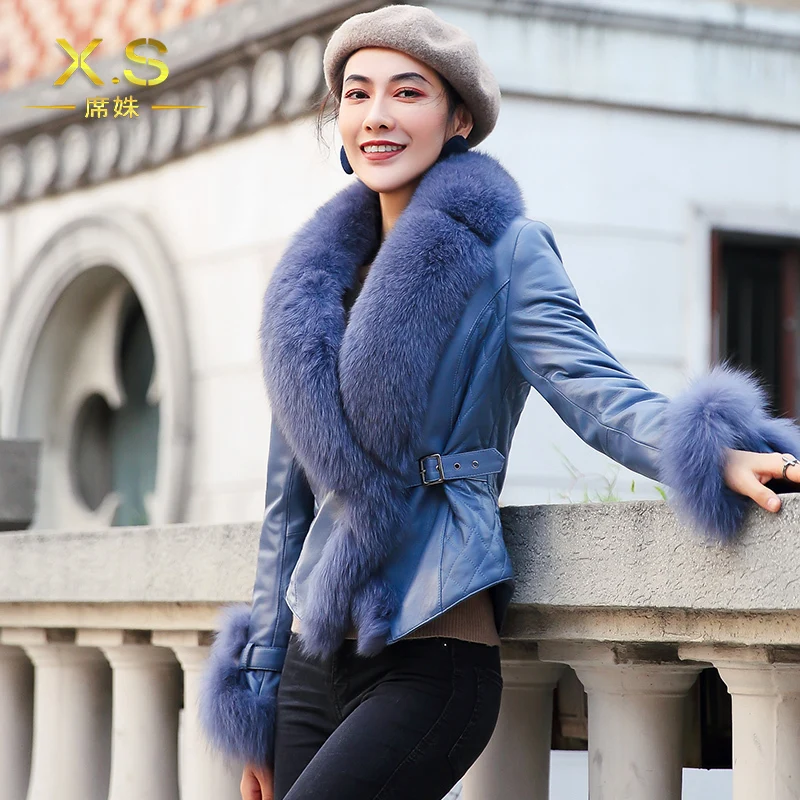 Натуральная кожаная куртка из натуральной кожи овчины пальто женская зимняя