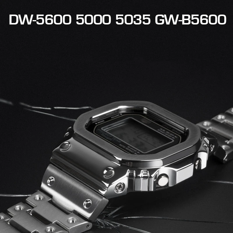 Ремешок для часов и ободок DW5600 GWM5610 GW5000 металлический чехол из нержавеющей