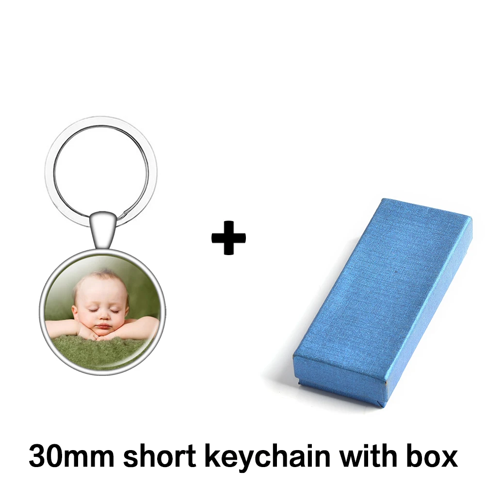 30mm short with box Двойной уход за кожей лица персонализированные пользовательские брелки для ключей для Семья брелоки с фотографиями 25/30 мм кабошонов календарь Брелки Свадебные Рождественский подарок - Цвет: 30mm short with box