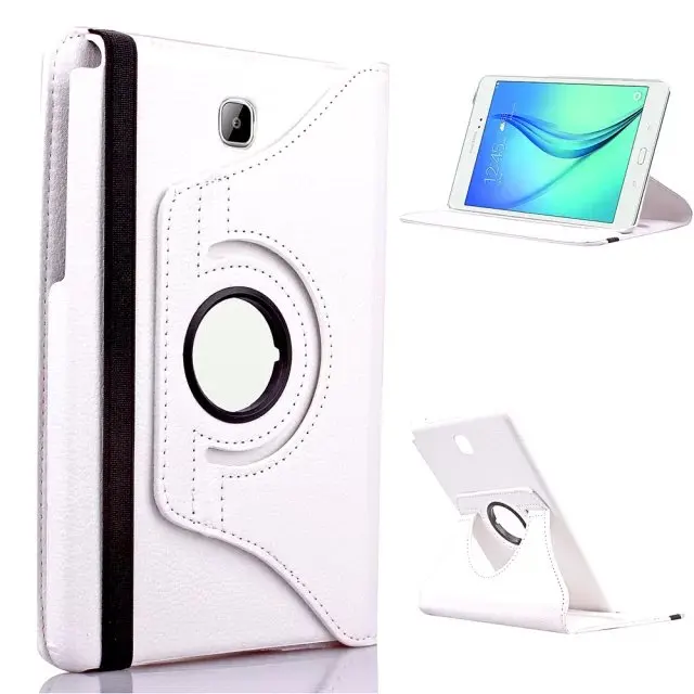 white Вращающийся на 360 чехол для планшета samsung Galaxy Tab A 8,0 чехол T350 T351 T355 P350 SM-T355 из искусственной кожи Стенд планшет 8 ''Чехол+ пленка - Цвет: white
