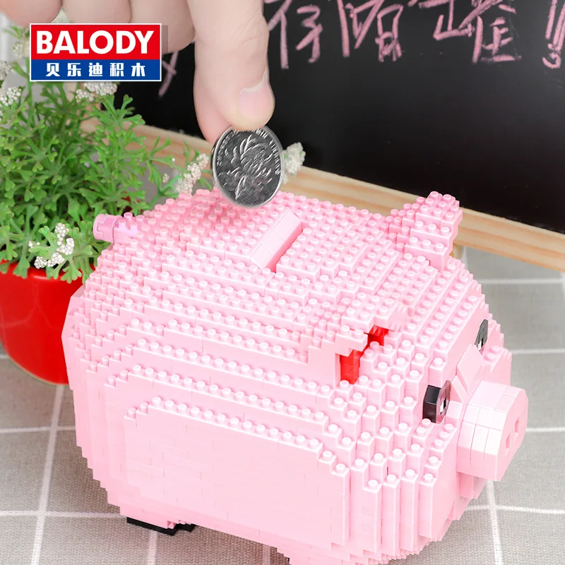 Balody 16117 Копилка розовая свинка 3D модель 1030 шт. Сделай Сам мини алмазные блоки
