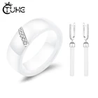 2020 трендовые женские ювелирные изделия 8 мм керамическое кольцо с висячими серьгами высшего качества классические черные белые женские свадебные ювелирные изделия