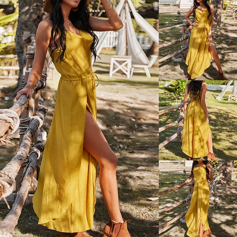 Весенне-летний пикантный комбинезон средней длины с высокой талией и V-образным