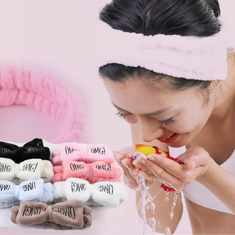 Мягкая Повседневная повязка для волос с большим бантом девушек ободок ванны спа