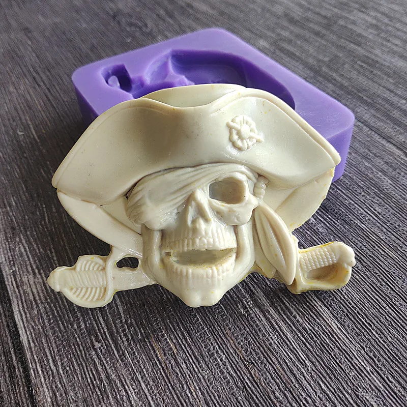 

Капитан череп фигурные силиконовые формы Хэллоуин DIY ручной работы помадки торт сахарное ремесло шоколадные формы инструменты торт Decor18172