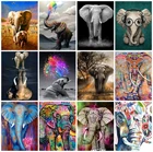 AZQSD Краски Раскраска по номерам слон ручной Краски живопись на холсте акриловая Раскраска по номерам животных домашний декор современного искусства стены Diy подарок