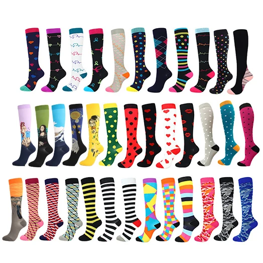 

Running Men Women Socks Sports Compression Happy Tube Socks Support Nylon Unisex Outdoor Racing Long Pressure Stockings High