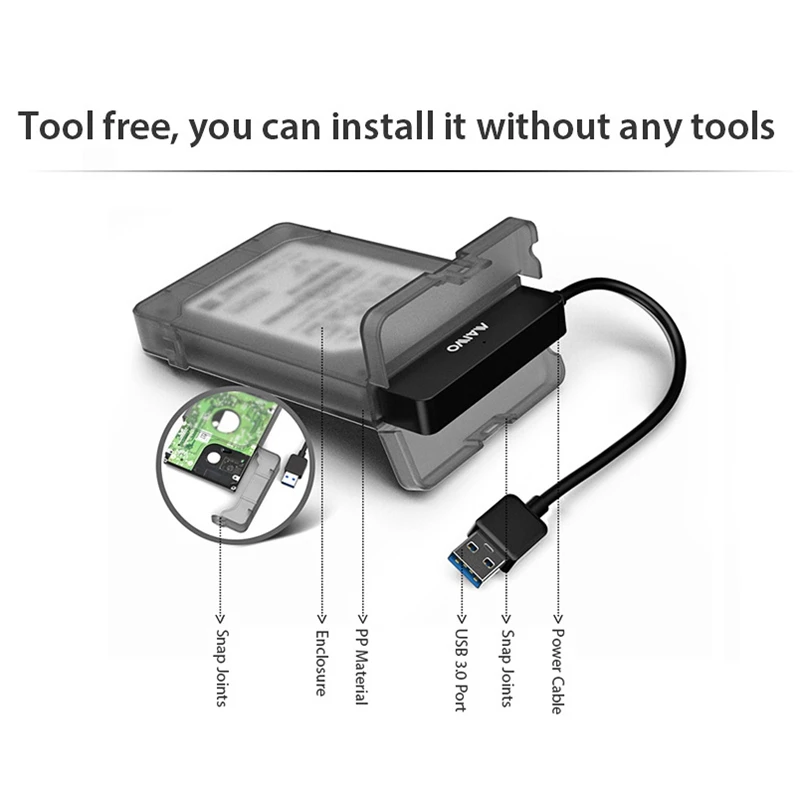 Корпус для жесткого диска Maiwo K104 Usb 3 0 на Sata Поддержка 2 5 дюйма Ssd шт. белый и черный |