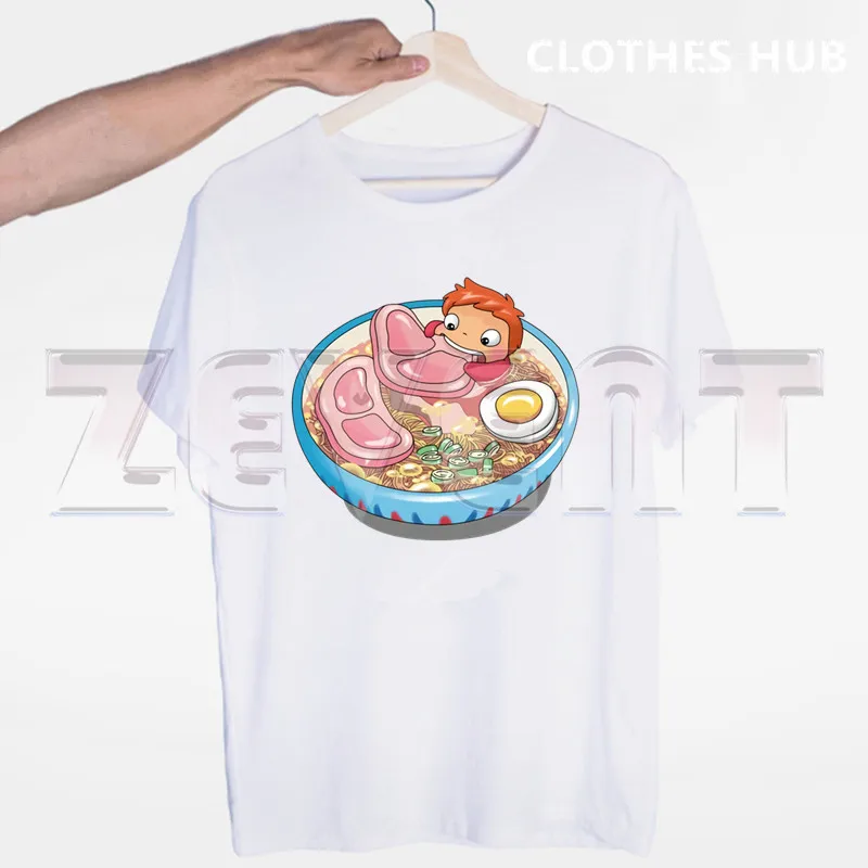 Футболка Ponyo на скале для плавания из аниме лапша футболка мужские и женские топы