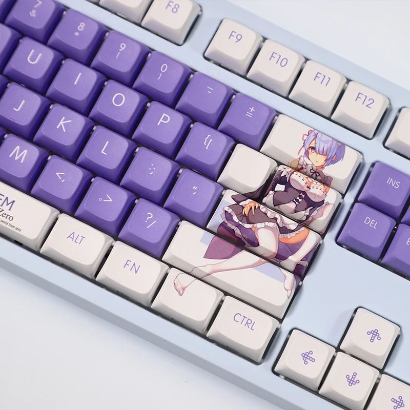 Anime Re:Zero Starting Life In Another World Rem Theme Key Caps PBT Sublimation Keycap Mechanical Keyboard Cap 108 Xmas Gift |
