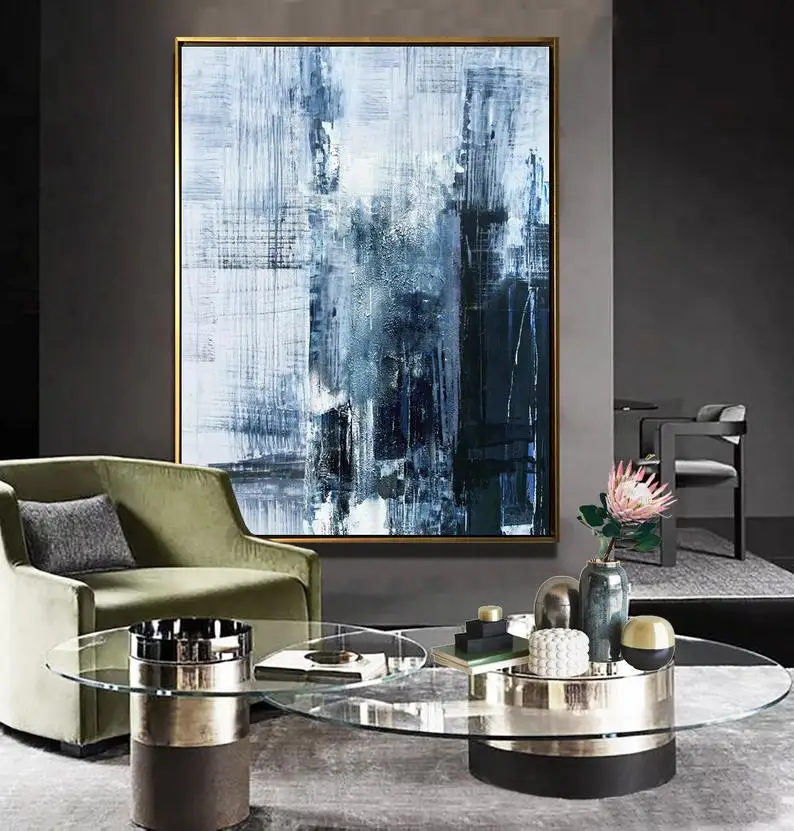 

Deep Blue Abstract Art Minimalist Abstract Painting Large Abstract Oil Painting Living Room Art Painting Wall Canvas Painting