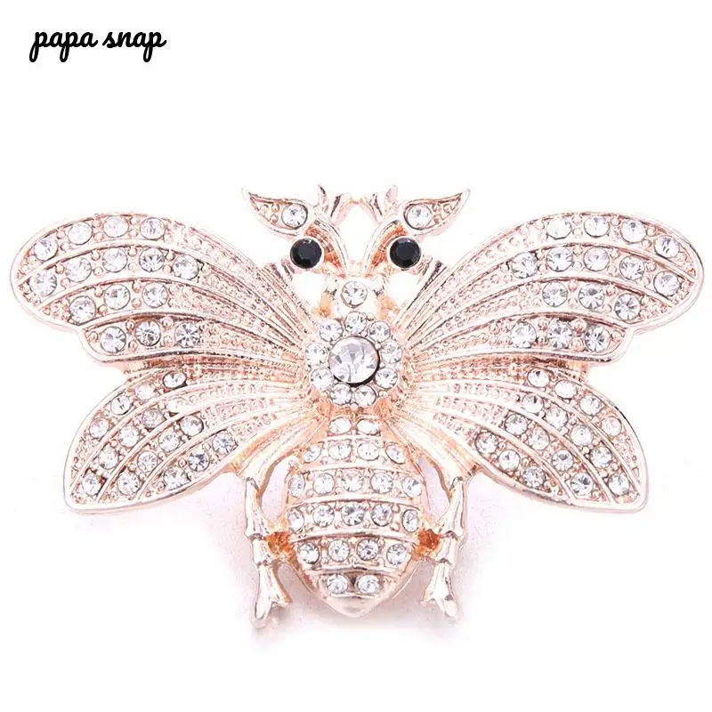 1 шт. новые застежки ювелирные изделия розовое золото пчела Бабочка 18 мм с Стразы