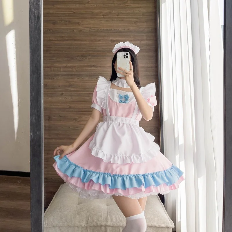 

Pink Princess Dress Pluss Size Anime Cartoon Cosplay Sexy Maid Costumes Gothic Lolita Sweet School Girl Stage Uniform Clothes