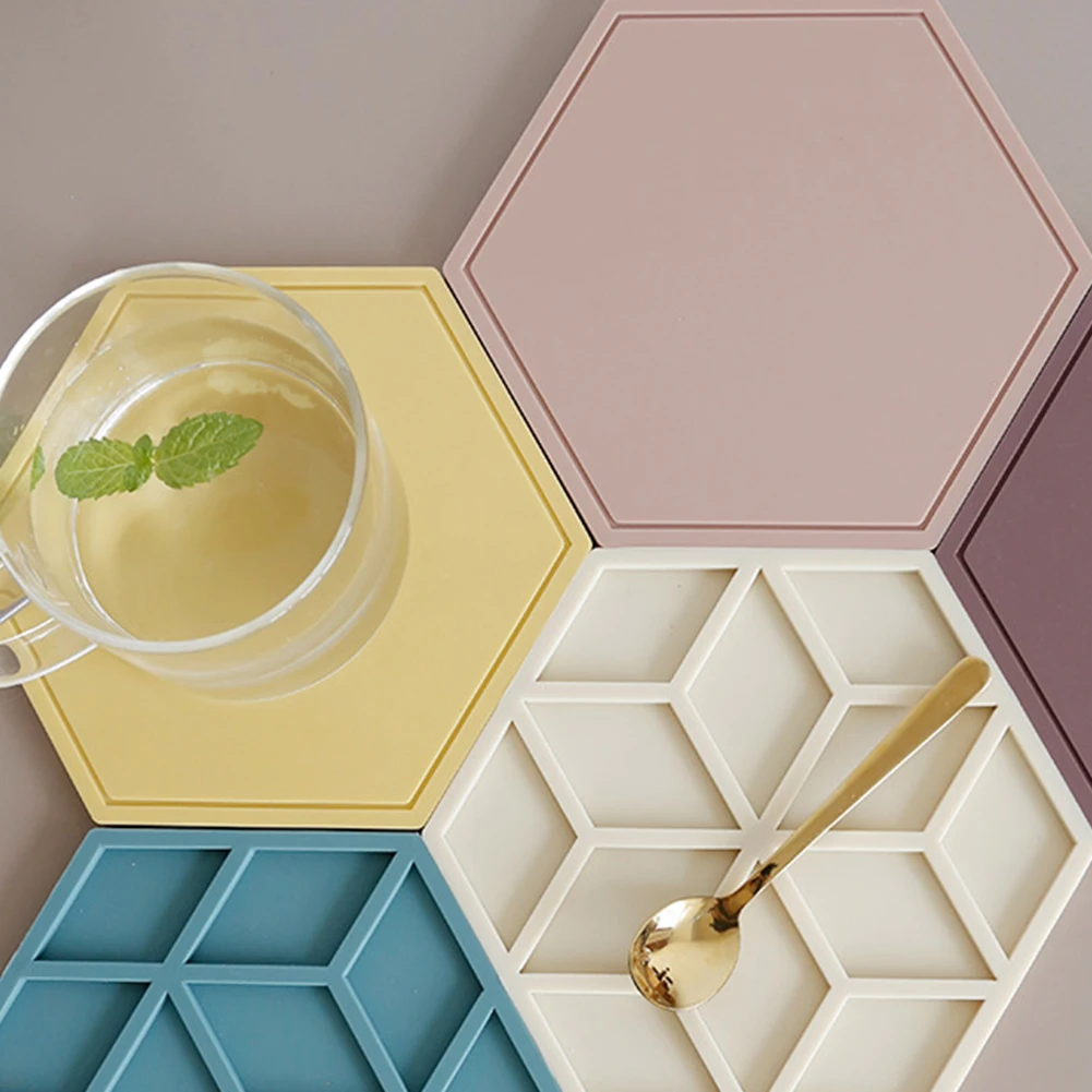 Нескользящий шестигранный силиконовый коврик для обеденного стола термостойкие