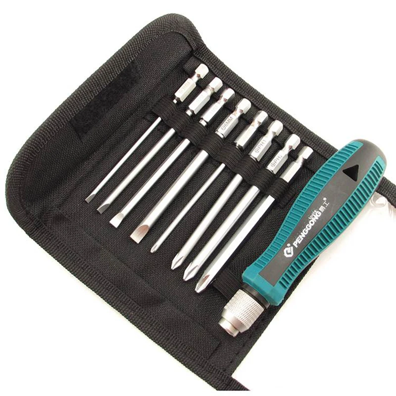 

9-Pc Screwdriver Set Bag Screwdriver Wallet Tool Kit Precision Opening Repair Tool Cross Screwdriver Batch Slot Type Screwdriver