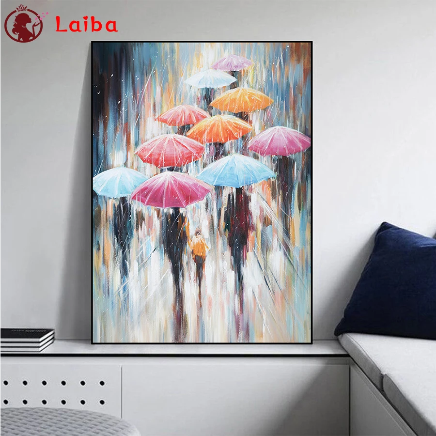 

DIY Diamond Painting Abstract art, girl walking in the rain diamond Embroidery mosaic Diamond needlework cross stitch room decor