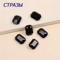 black octangle shape glass rhinestones with claw sew on crystal stone strass diamond metal base buckle for jewelry clothes