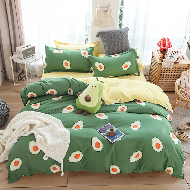 

Cianlsria Fruit Series 3-4pcs Bedding Sets A/B Double-sided Cartoon Pattern Bed Sheet Quilt Cover Pillowcase