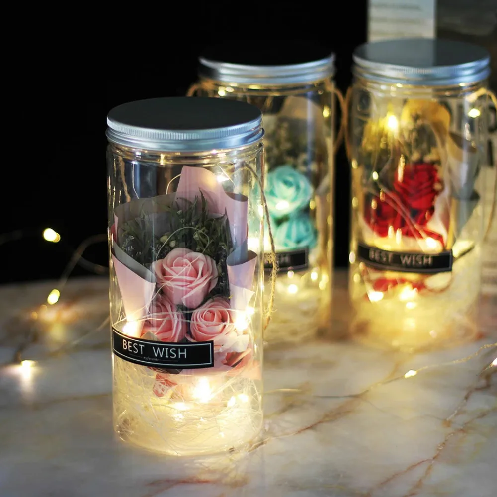 

Eternal Preserved Fresh Rose Lovely Molding Led Light In A Flask Immortal Rose Valentine's Day Mother's Day Romantic Gift