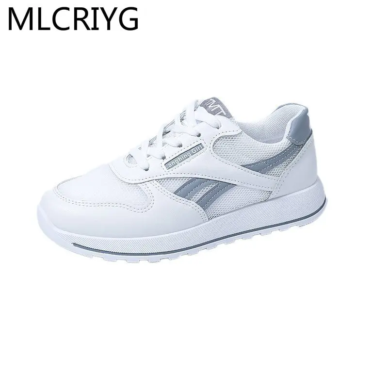 

2021 Fashion Women's Shoes Solid Color Lace-up Mesh Breathable Vulcanized Shoes Women's Sneakers Spring Comfortable Casual Shoes