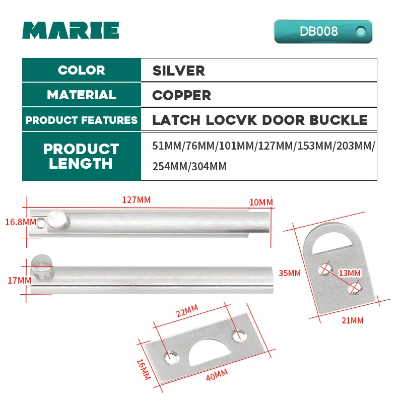 

Brass Solid Door Latch Sliding Gate Lock Window Latch Security Door Bolt Latches Locks Toilet Washroom Doors Buckle