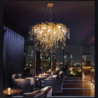 luxury crystal led chandelier living room lamp modern villa restaurant hotel bedroom atmospheric household decorative chandelier